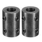 2pcs Shaft Coupling 1/2" Bore, 1" OD, 1-1/2" Length, Black Oxide Plated Steel Rigid Coupling, Motor Wheel Coupler, (4 Set Screws)