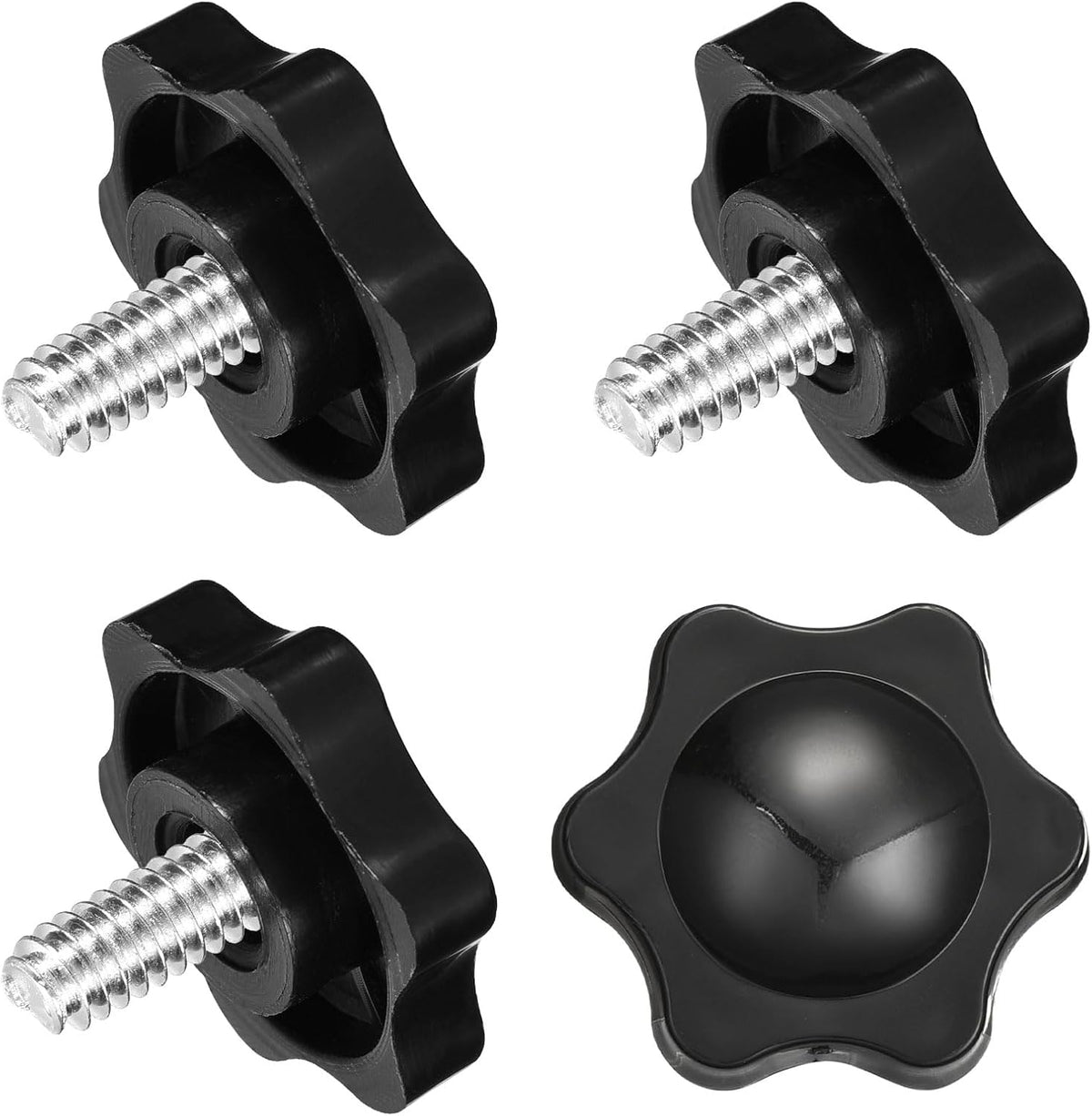 4Pcs Clamping Screw Knob, M6 x 12mm Hex Shaped Star Knob Plastic Grips Hand Tightening Screw Handle for Umbrella Base Mechanical Furniture, 25mm Dia