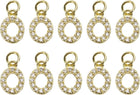 LinkMejor Rhinestone Letter Charm, 10pcs Crystal Zirconia Copper Alphabet O Pendants Slider Letter Charm for Wristbands Bracelets Necklace Jewelry Earring DIY Craft, Gold