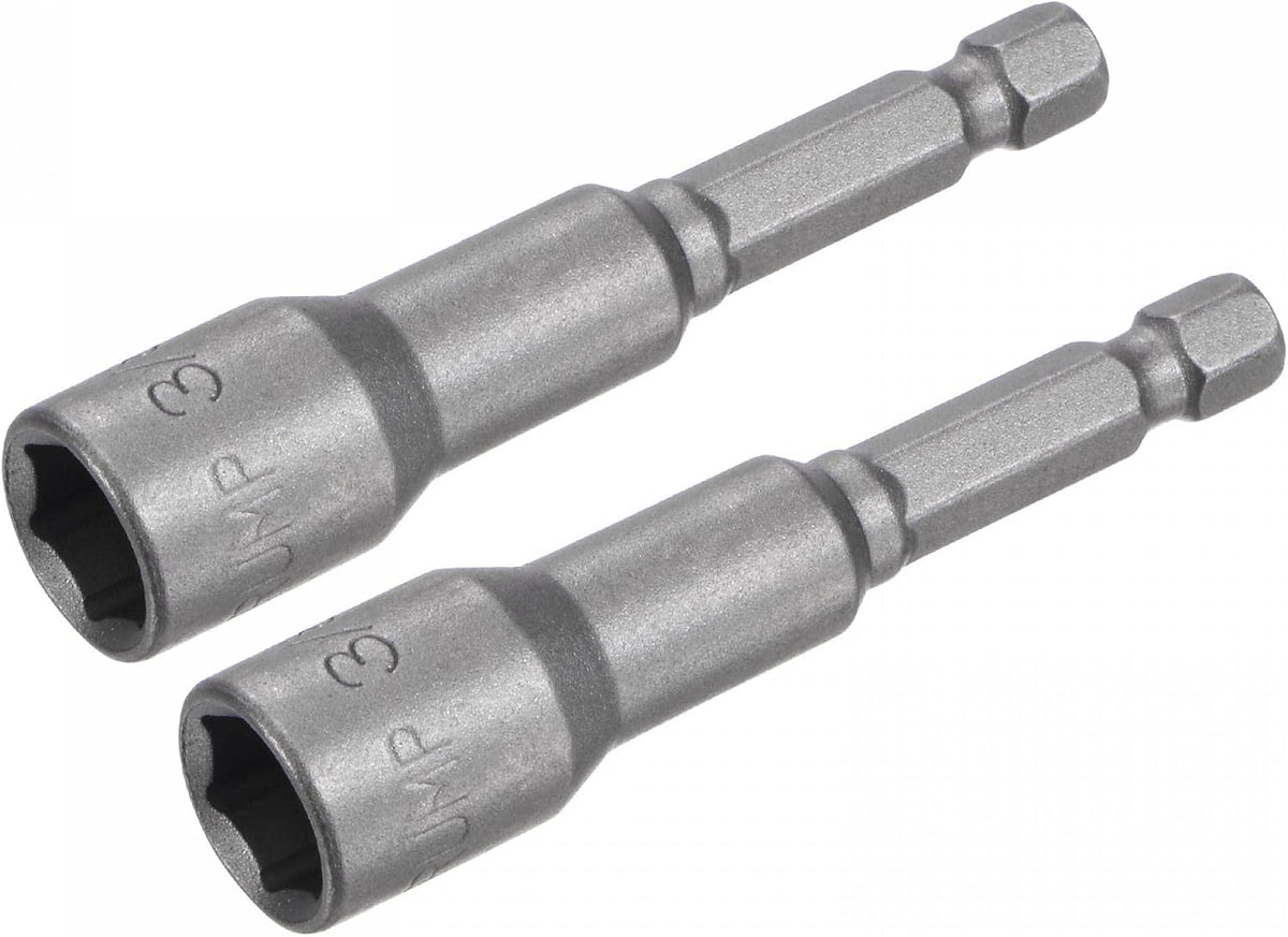 Quick-Change Nut Driver Bit, 1/4" Hex Shank 1/4" Magnetic Nut Setter Drill Bits, 2.56" Length, SAE Sizes 2 Pcs