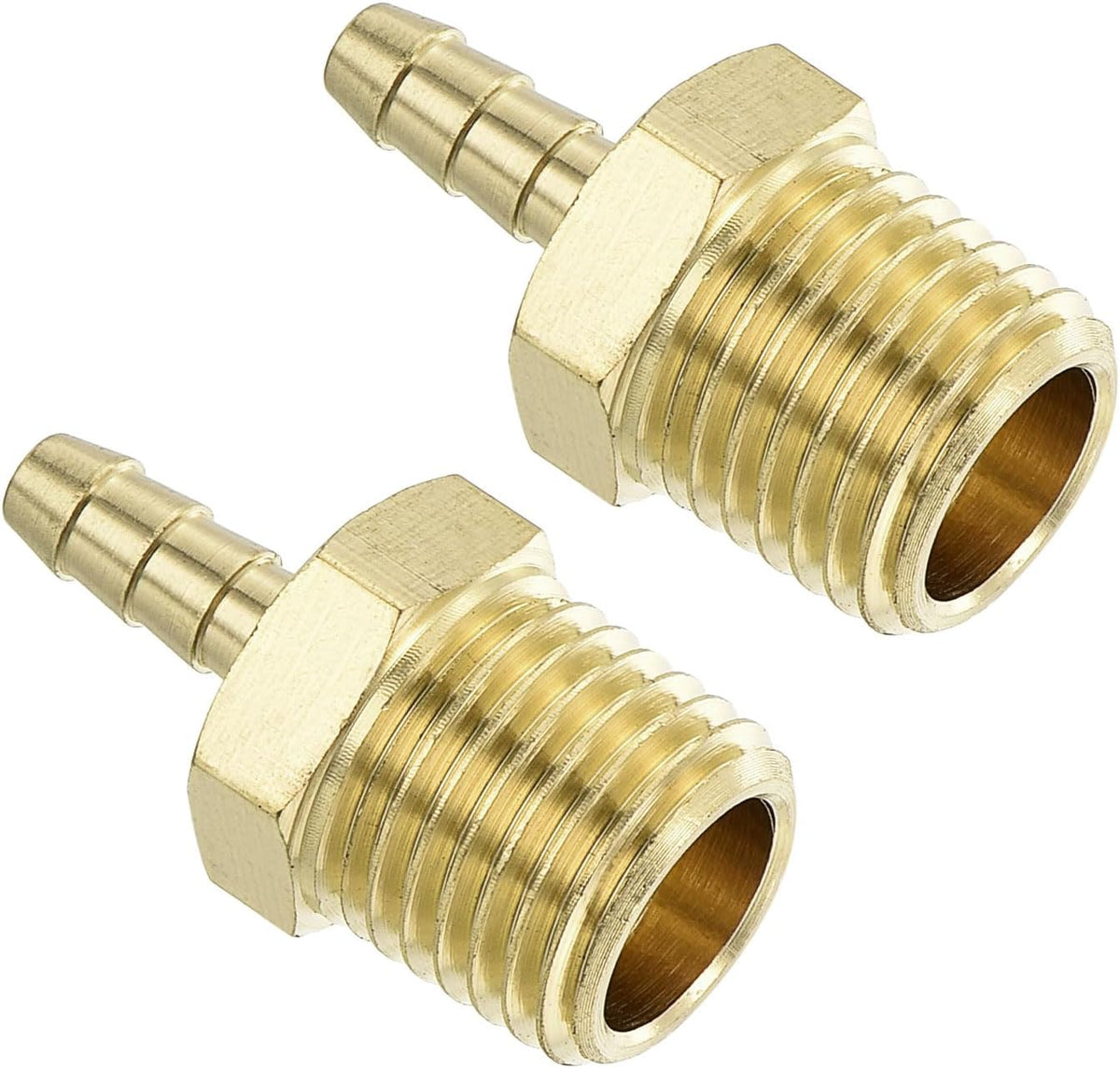 Brass Hose Barb Fittings 2pcs 1/8" Barb x 1/4" NPT Male Brass Barb Pipe Fitting for Water Fuel Air, Connect Pipes