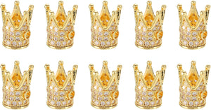 Crown Charm Spacer Beads, 10Pcs 8x12mm Zircon Pave Rhinestone Beads for Bracelet Jewelry Making (Golden)