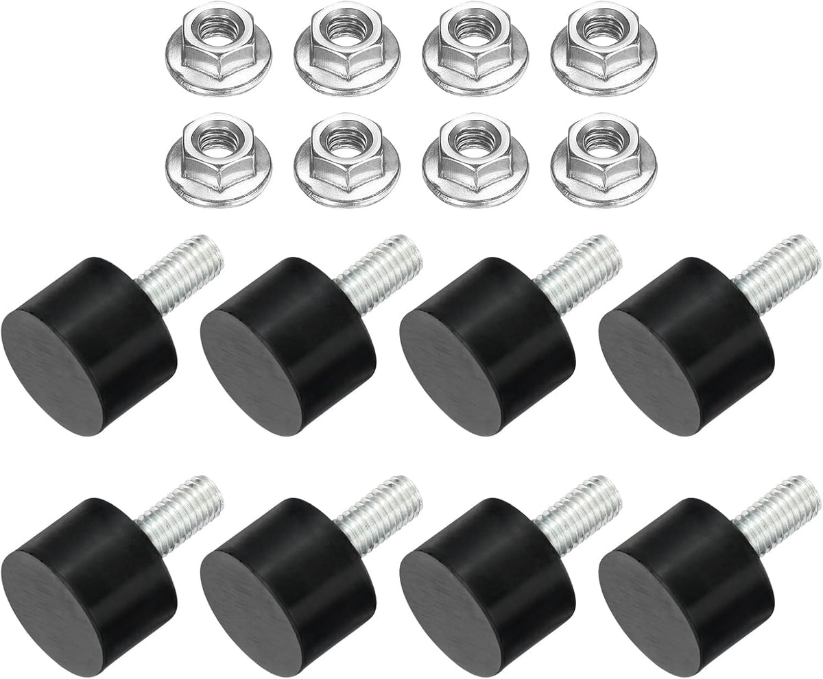 8Pcs M5 Thread Rubber Mounts, Vibration Isolators, Cylindrical Shock Absorber with Studs 15 x 10mm with Non-Slip Nuts