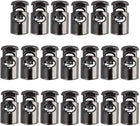 LinkMejor 20pcs Plastic Cord Locks Stopper End Spring Stop Single Hole Toggle Fastener Stopper Rope End for Drawstrings Clothing, Shoelaces, Bags, Camping 27 x 14 x 10mm Silver Black