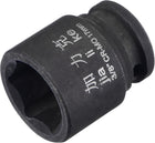 Soquete Raso de Impacto de 6 Pontos, com Diâmetro de 3/8" e Profundidade de 17mm, Tamanho Métrico Padrão CR-MO