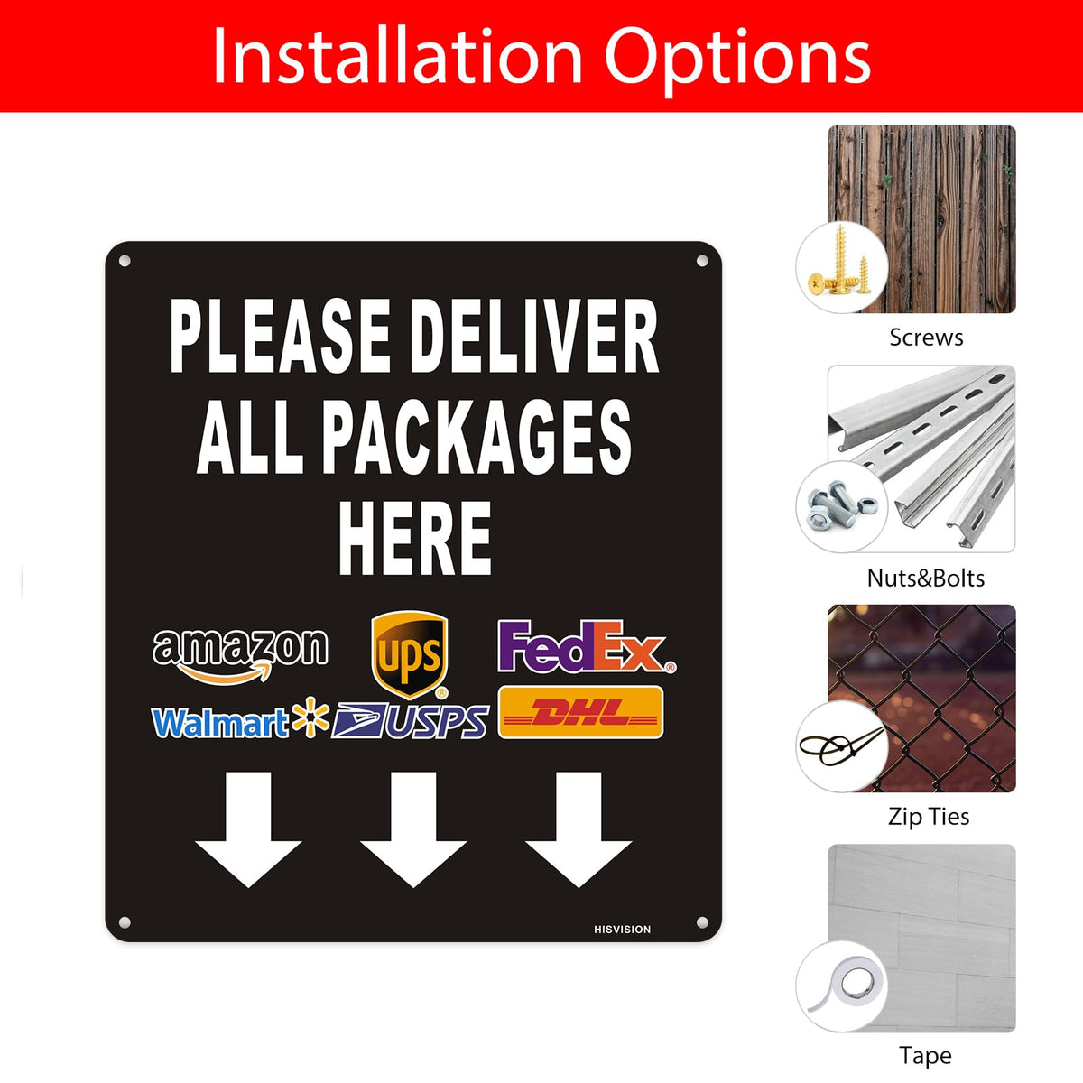 LinkMejor (2 Pack) Por favor, Entregar Todos os Pacotes Aqui Sinal de Entrega de Setas