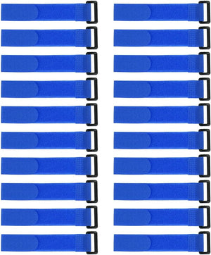 20pcs Hook and Loop Straps, 1-inch x 8-inch Securing Straps Reusable Fastening Cable Tie (Blue)