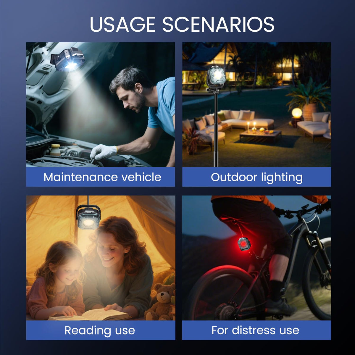 LinkMejor Magnetic Work Light Rechargeable, 500 Lumens Floodlight