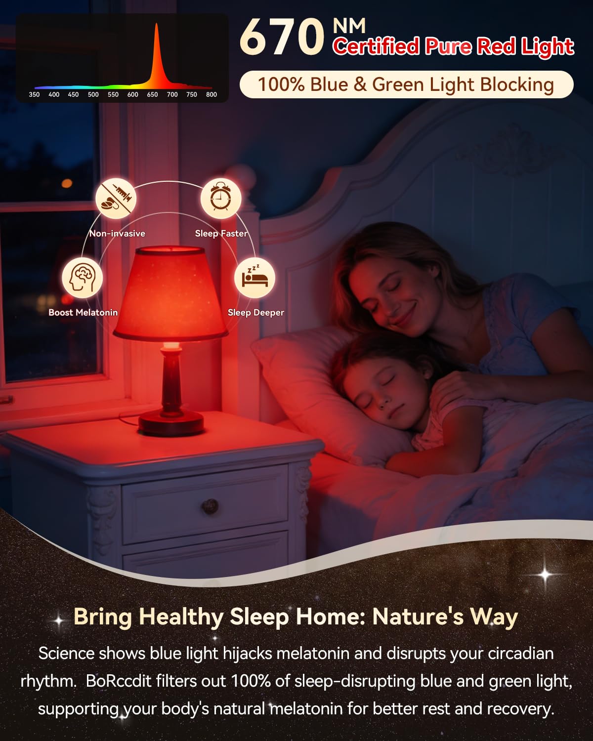 Lampadine rosse a 670 nm LinkMejor per il sonno, 100% per bloccare la luce blu, A15 7W 2PK