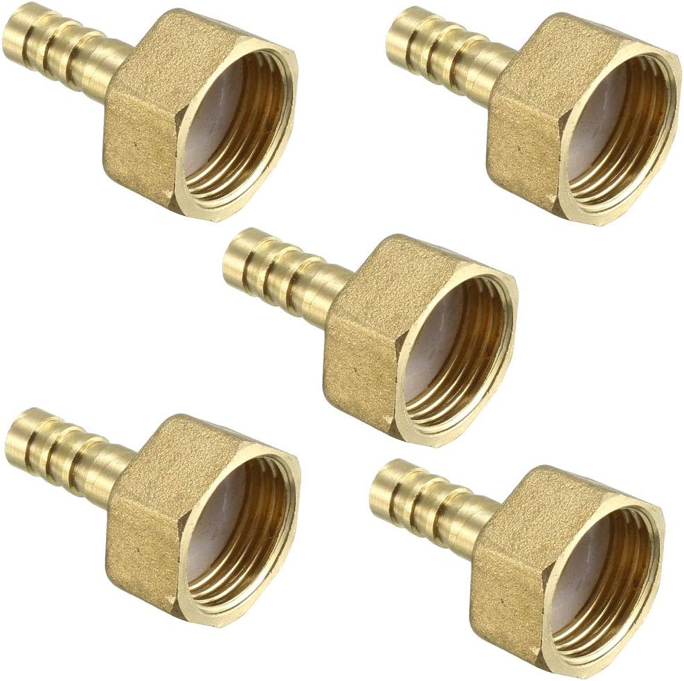 Brass Barb Hose Fitting Connector Adapter 8mm Barbed x 1/2 PT Female Pipe 5pcs