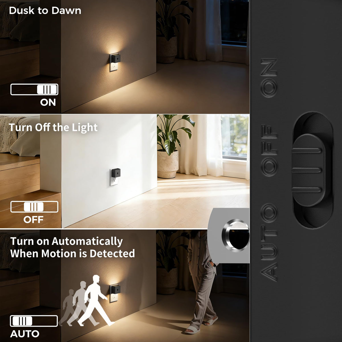 LinkMejor Bewegungsmelder-Nachtlampe [2er Pack], Nachtlampen – Steckdose für die Wand