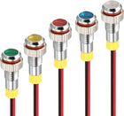Signal Indicator Light AC/DC 12V 6mm Dash Lamp Flush Panel Mount Metal Shell White Red Yellow Blue Green 5Pcs
