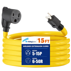 LinkMejor 5 metri NEMA 5-15P a 6-50R Adattatore Cavo, 15amp a 50mp Estensione Cavo per Saldatrice, 3 Spina NEMA 5-15P Maschio a 6-50R Femmina Adattatore per Macchina Saldatrice Taglierina Plasma, STW 10 AWG/3C, ETL Elencato