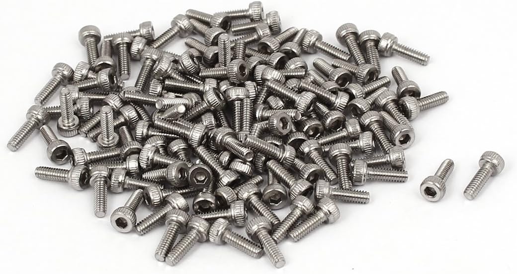 M2 x 6mm 0.4mm Pitch 304 Stainless Steel Hex Socket Head Cap Screw DIN912 120pcs