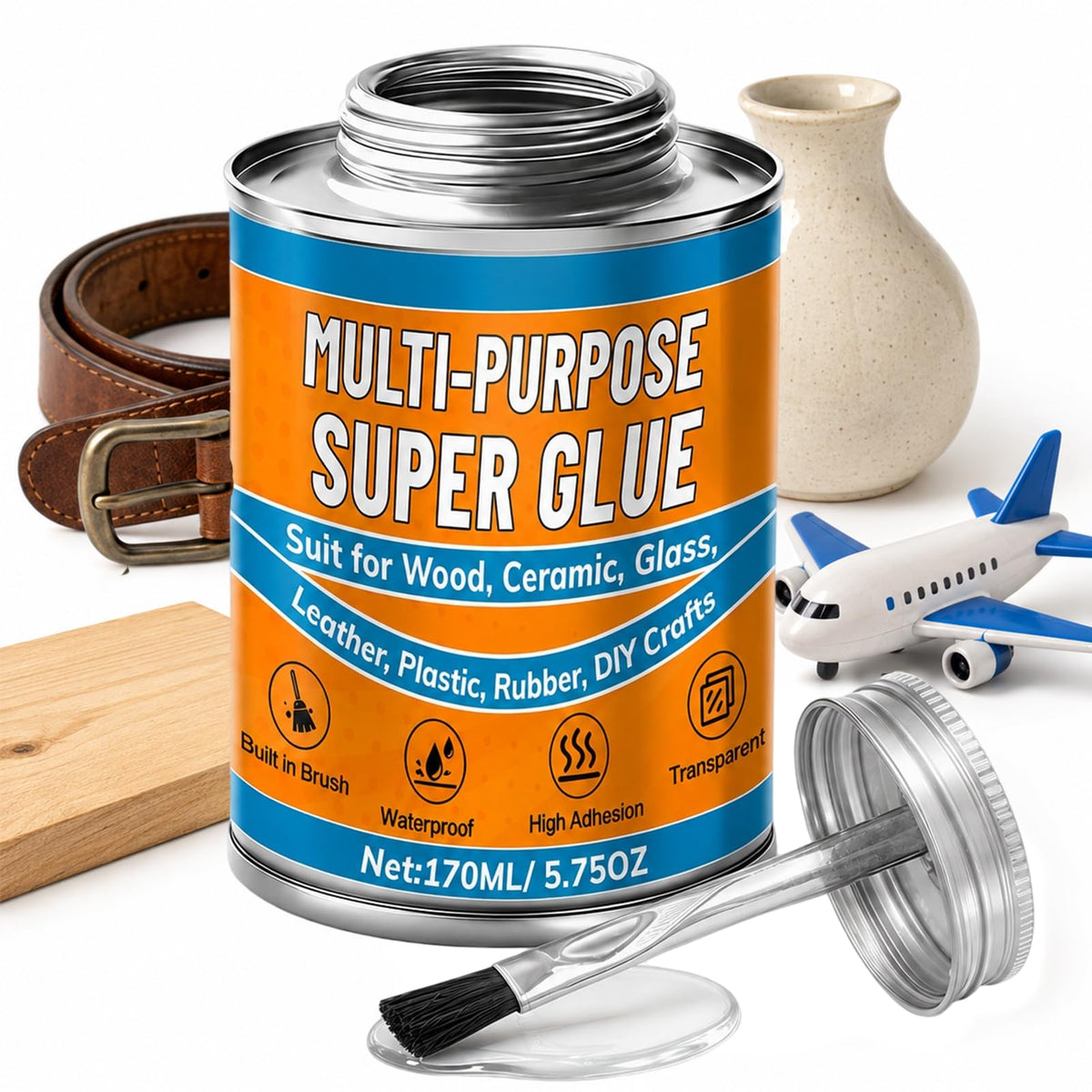 LinkMejor 170ml Super Glue with Brush, ยางยืดพิเศษที่ทนน้ำ ฟอร์มูล์ที่แข็งแรงมาก