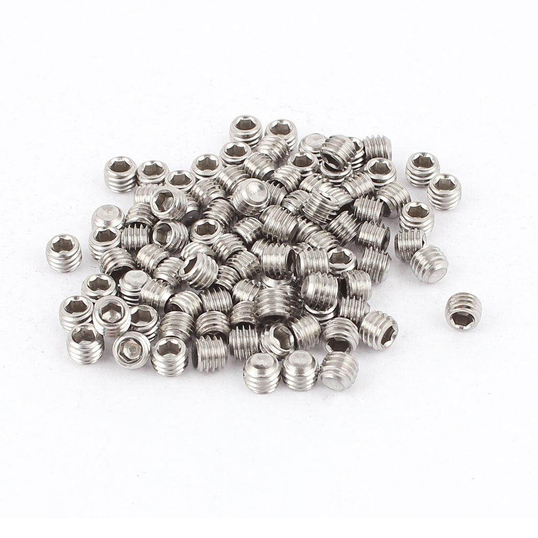 M5x4mm Metric Stainless Steel Hex Socket Set Cup Point Grub Screws Silver Tone for Towel Rack Door Knob 100pcs
