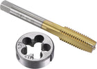 Tap and Die Set Metric M12 x 1.75, HSS (High Speed Steel) Titanium Plated Machine Straight Flute Thread Screw Tap, Alloy Steel Round Threading Die