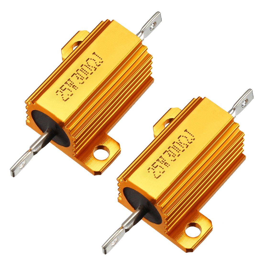 25W 300 Ohm 5% Aluminum Housing Resistor Screw Tap Chassis Mounted Aluminum Case Wirewound Resistor Load Resistors Gold Tone 2 pcs
