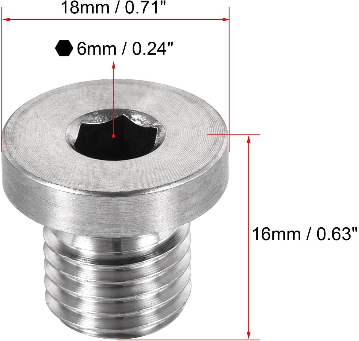 Accoppiamento filettato in acciaio inossidabile a testa esagonale interna M20x1.5 con anello sigillante per terminare estremità di tubo 2Pcs