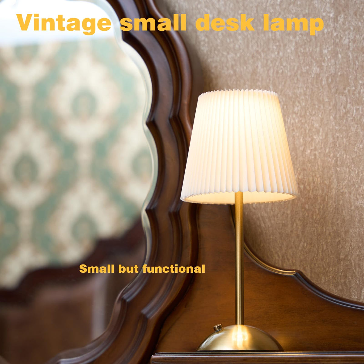 Cordless Rechargeable Table Lamp, 3-Color Touch Light, Antique Brass, Gift