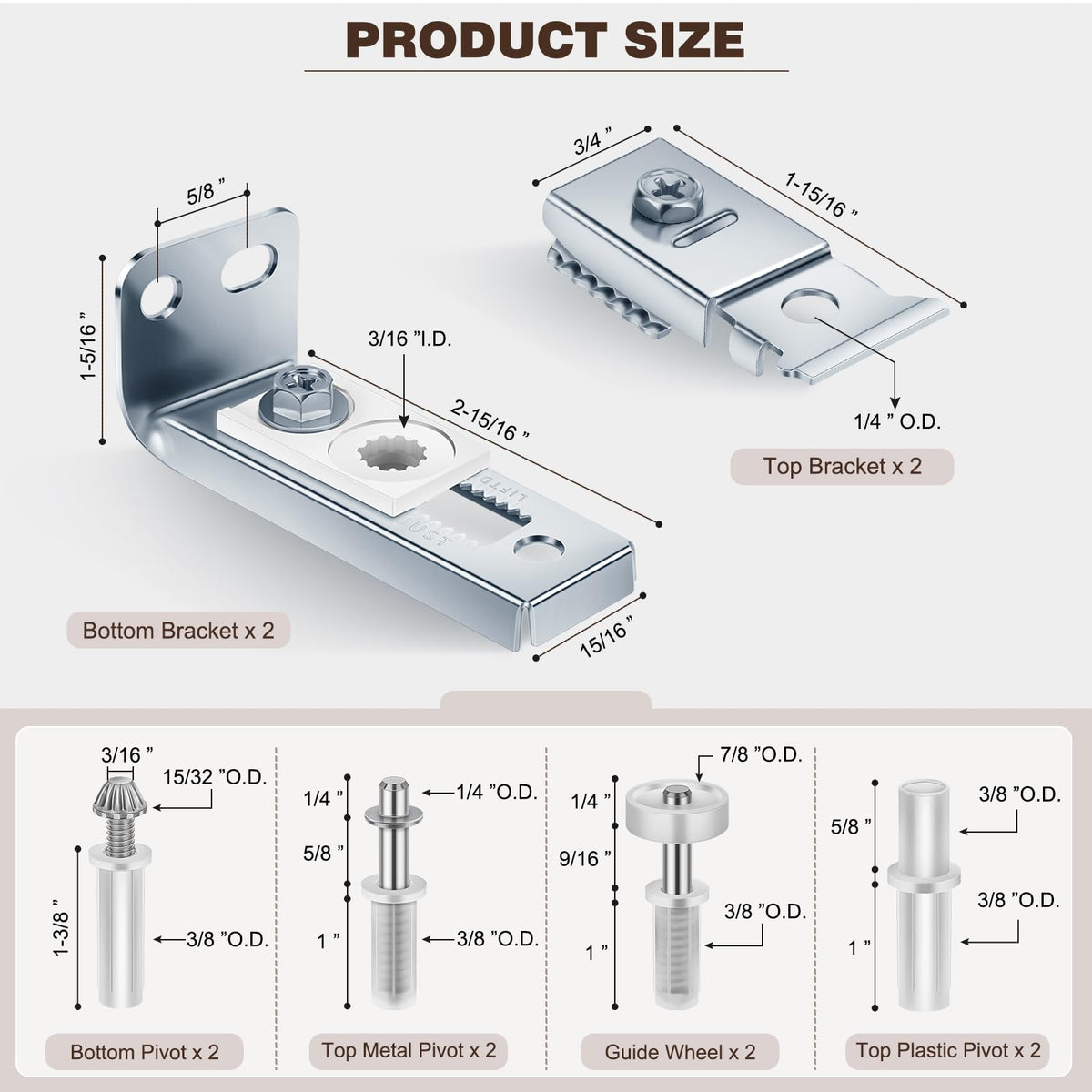 Bifold Door Hardware Kit for Folding Closet Door Repair, 2-Pack