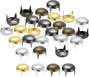 80Pcs Mixed Color Round Dome Rivets, 10mm Brass Spike Studs Spots Punk Rock Nailheads Claw Beads Assorted Kit for DIY Clothes Belt Bag Shoes Bracelet Leather Craft