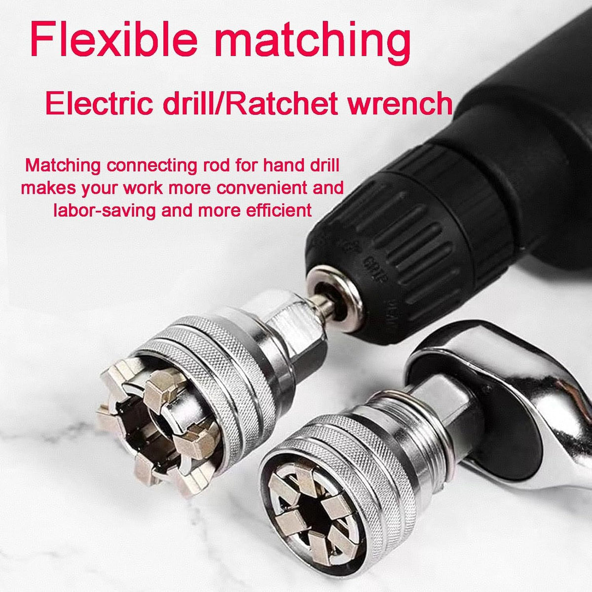 Novo 2 Conjuntos Chave de Fenda Universal Ajustável Ferramenta Conjunto - Multi-Função 10mm-19mm Chave de Fenda Universal de Manutenção para Ratchet de 3/8", Chave de Torque e Broca de Potência