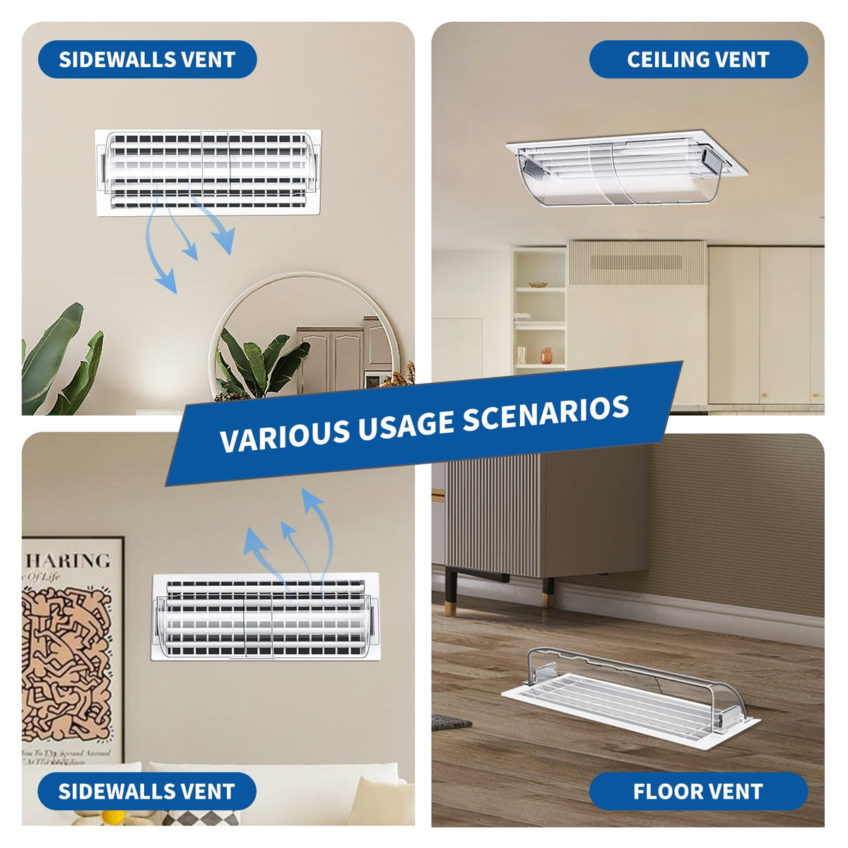 Deflectores de Ventilação de Ar Magnéticos 2-Pacote, Capas de Ventilação Resistentes ao Calor Reguláveis