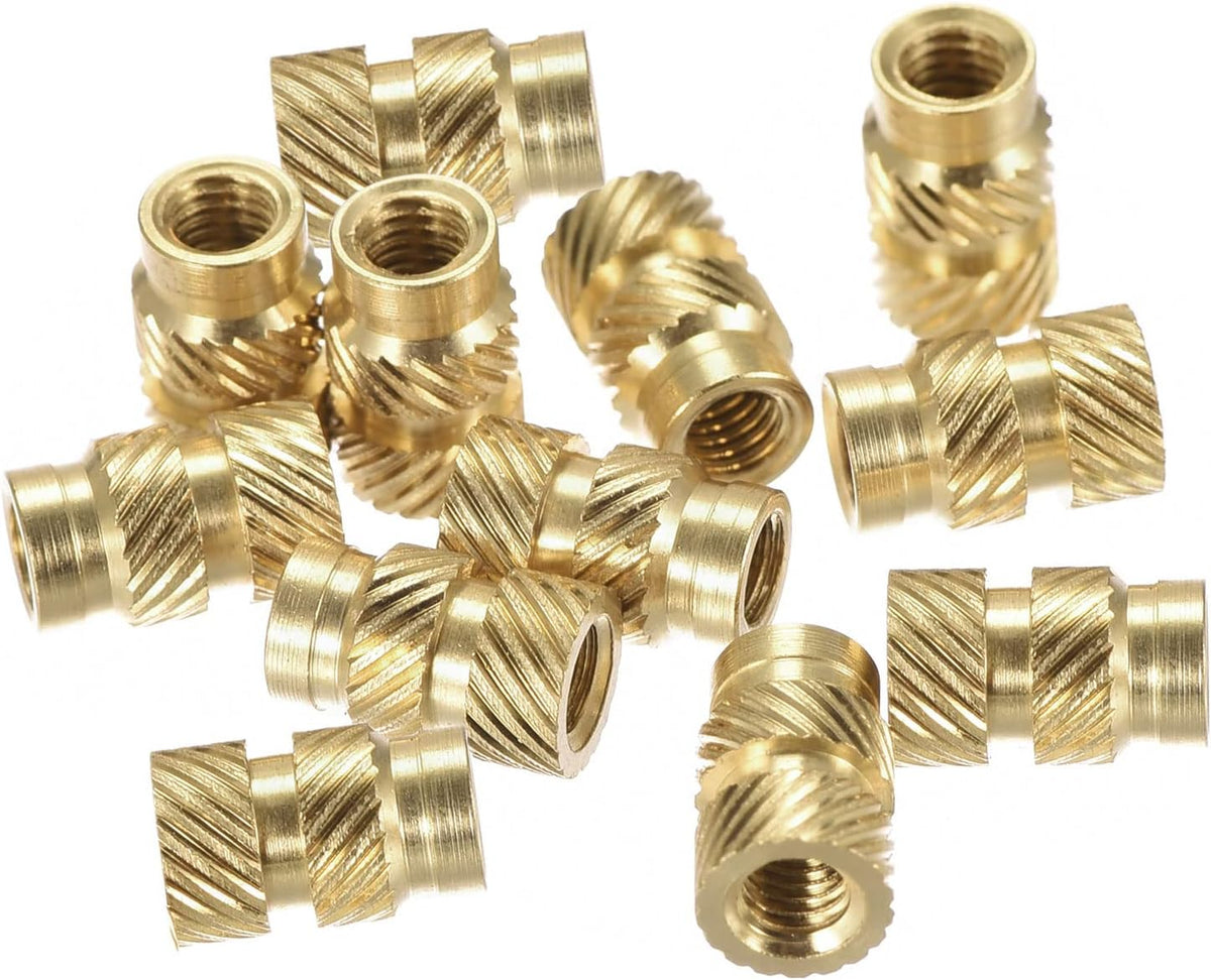 Knurled Insert Nut M3 x 8mm L x 5mm OD Female Thread Brass Embedding Nut 100 Pcs