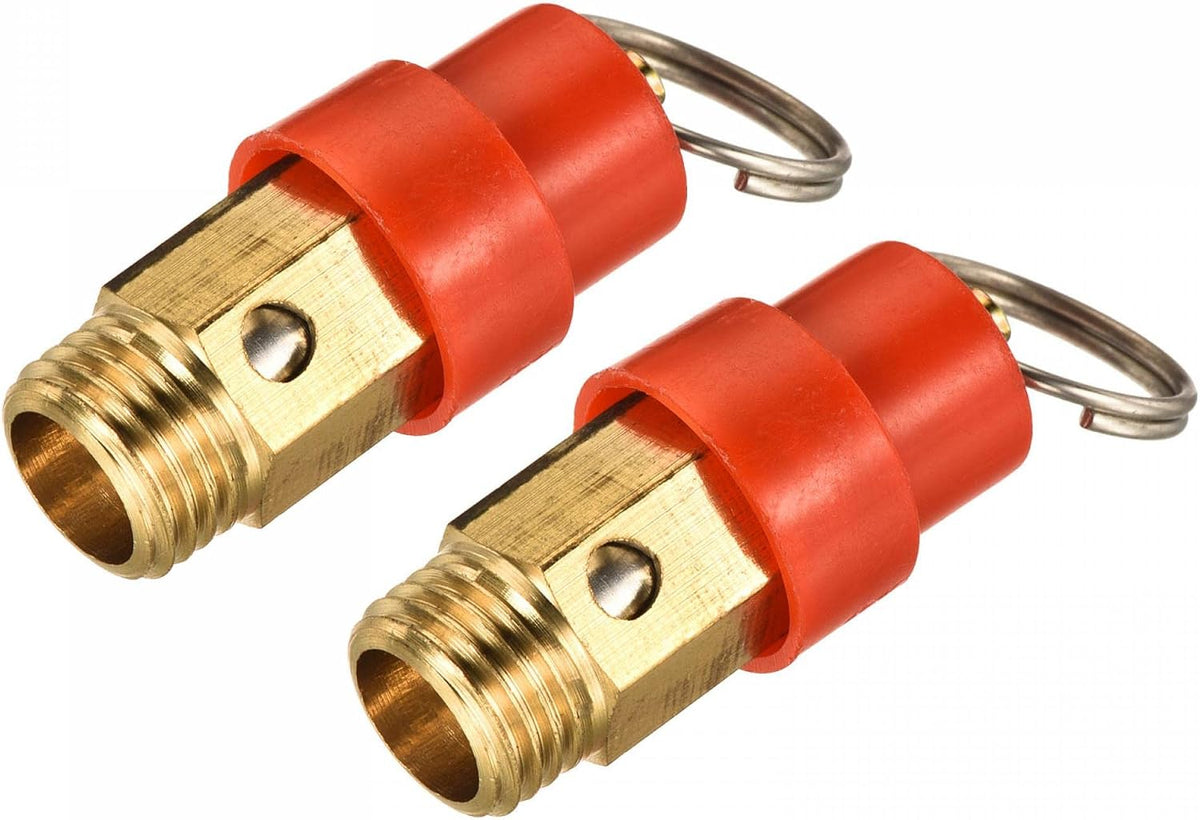 Air Compressor Pressure Valve Release 1/4PT Male Threaded 150 PSI Set Pressure Red Hat 2Pack