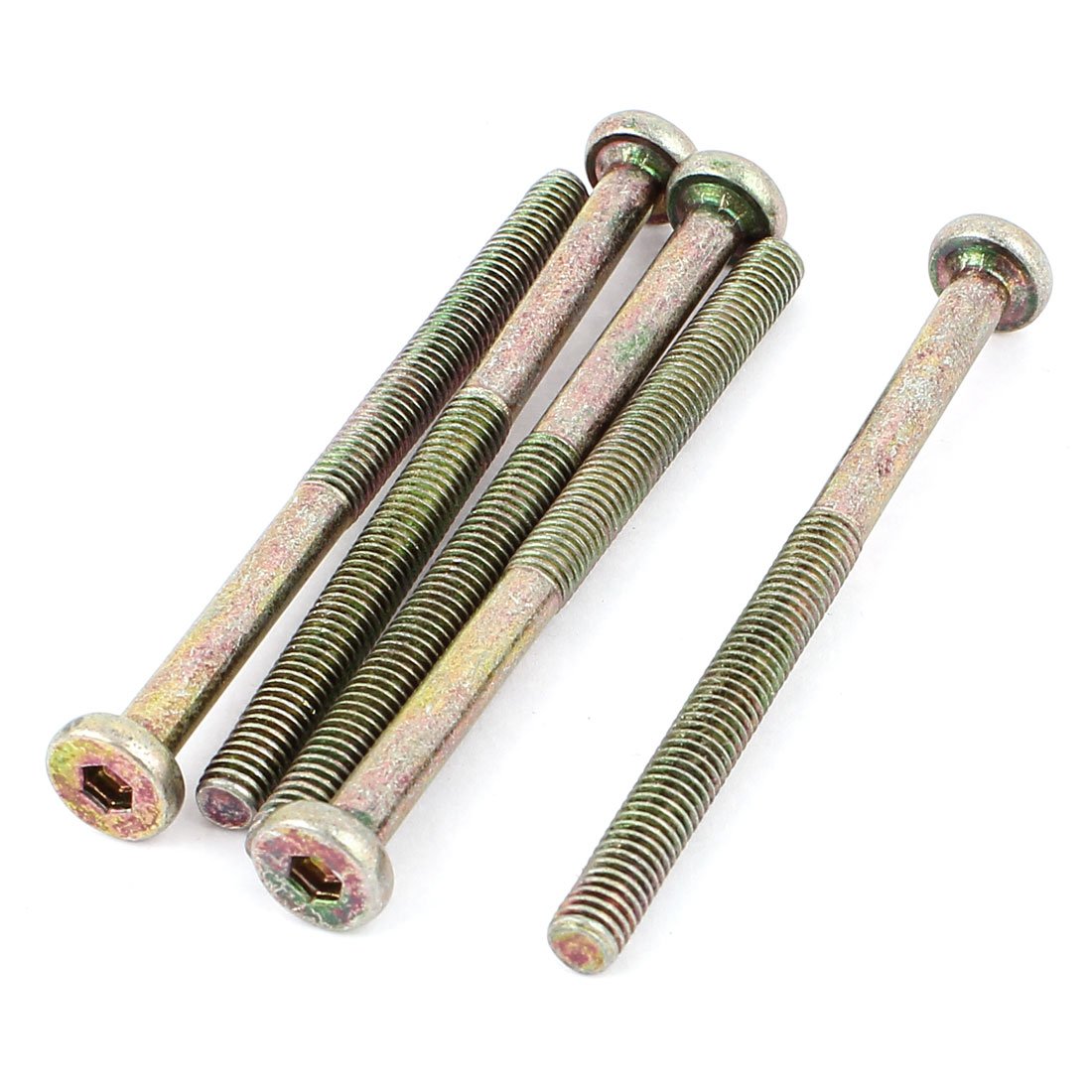 M6x80mm Threaded Hexagon Socket Head Cap Screws Bolts Bronze Tone 5pcs