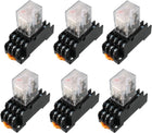 6 Pcs AC 110V/120V Coil 4PDT 35mm DIN Rail Power Relay + Socket