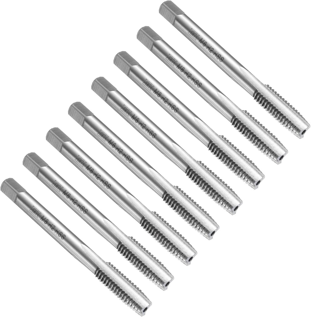 8pcs Straight Flute Thread Tap, M8 x 1.25 Metric Screw Threading Tapping Tool Thread Milling Machine Taps, High-Speed Steel 6542 (HSS 6542)
