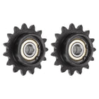 2pcs ANSI #35 / DIN(ISO)06C Roller Chain Idler Sprocket 9mm Bore, 3/8" Pitch, Hardened 15 Tooth Tensioner Sprocket, Insert 2 Bearings (B Type)