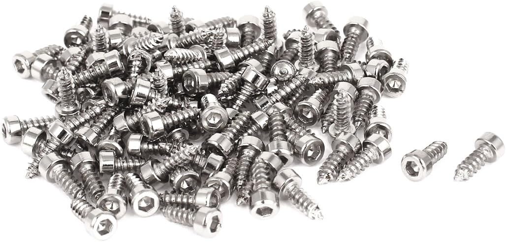 100 Pcs M2.6x8mm Stainless Steel Hex Socket Cap Head Self Tapping Screws