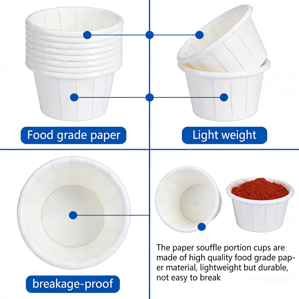 LinkMejor 1000-pakke papirprøvekopper, 0.75oz små mellomstore kopper for smaking