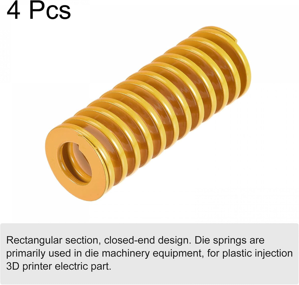 Imprimante 3D ressort de die, 22mm OD 60mm Long 4pcs spiralage de moulage de compression de charge légère pour partie électrique d'imprimante 3D, jaune