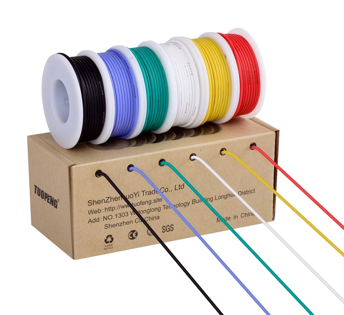 LinkMejor 18 AWG Kabel Stranded, 6 Warna, 13.2 kaki Tiap, Kuprum Dijelaskan