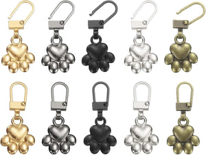 2 Set 5 Color Zipper Pull Replacement, 1-3/8 x 5/8 Footprint Detachable Tiny Zipper Replacement Slider for Sewing Bags, Coats, Jackets, Closed-End Pulls Replacing, (10pcs Total)