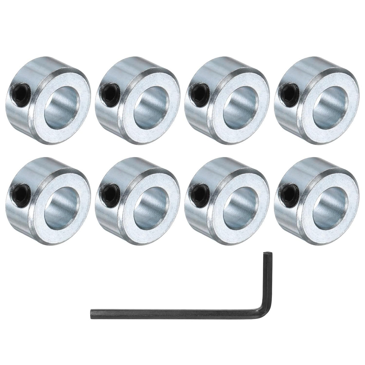8pcs Set Screw Shaft Collars 7/16" Bore Zinc Plated Steel Shaft Collars, 7/8" OD, 7/16" Width Axle Collar Clamp with Hex Wrench