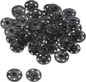 40 Sets Sew-on Snap Buttons, 19mm 0.75 Inch & 12mm 0.83 Inch Copper Metal Snap Fasteners Press Studs Buttons for Sewing Clothing DIY, Black