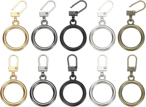 2Set Zipper Pull Replacement, 1-3/4 x 13/16 Round Detachable Tiny Zipper Replacement Slider for Sewing Bags, Coats, Jackets, Closed-End Pulls Replacing, 5 Color