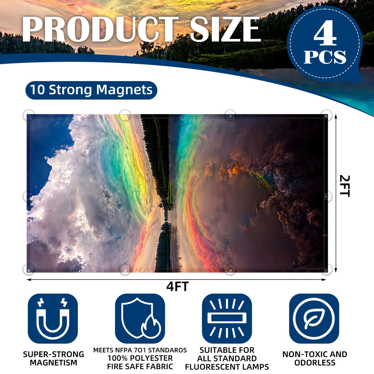 LinkMejor 4 Pcs Coperte pentru Luminile Fluorescente cu Certificat de Resistență la Flacără