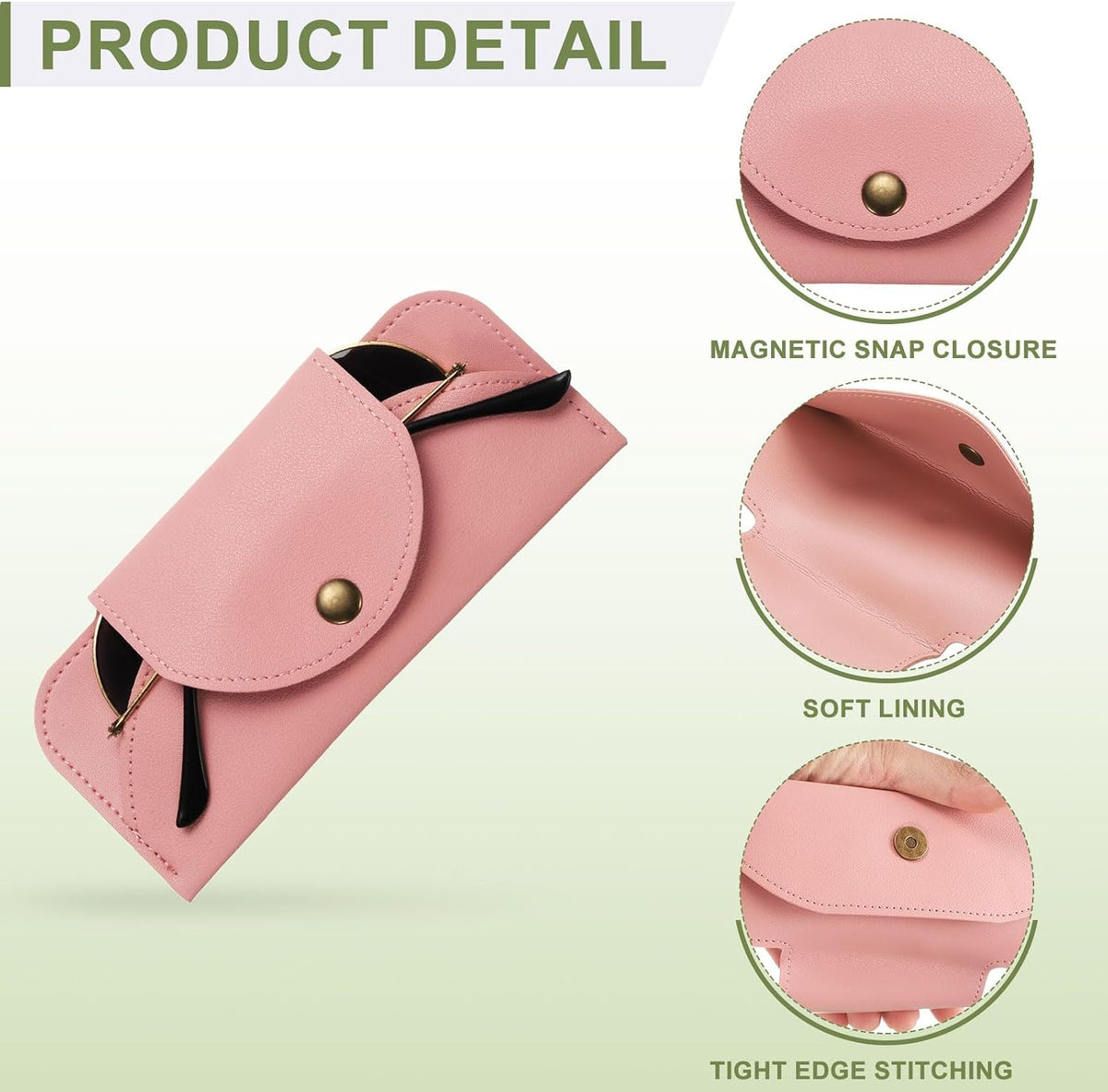 LinkMejor Eyeglass Cases Leather Sunglass Case Glasses Pouch with Magnetic Snap