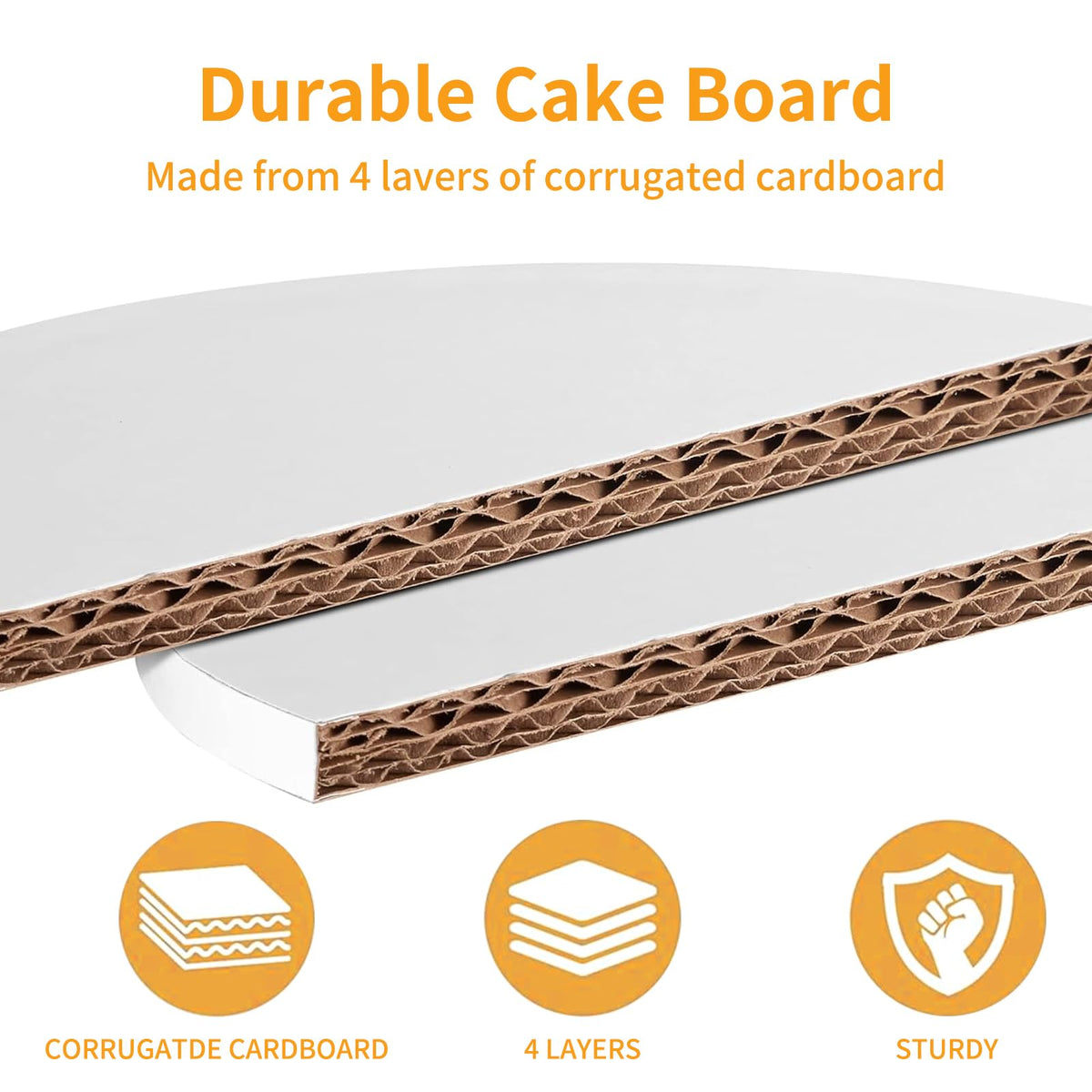 LinkMejor 8Pcs Cake Boards 8 Inch Round,White Sturdy 1/2 Inch Cake Drum,8 Inch Cake Boards,Disposable Cake Plates,Corrugated Cake Base Cake Drums for Father's Day