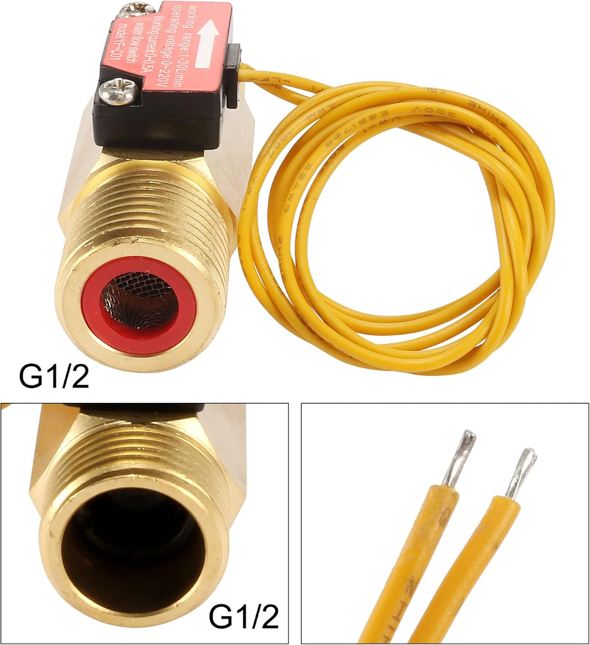 G1/2 Sensore di Flusso Liquido a Effetto di Campo Hall Contatore di Flusso 1-30L/min YF-C01