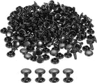 100 Sets Leather Rivets, 7 x 8mm Double Cap Rivets Metal Studs Rivet for Leather Craft Repair DIY Purse Belts Bags Shoes, Gun Black