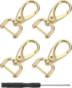 LinkMejor 4Pcs Swivel Clasps Hook, 15mm(0.6 Inch) D Ring Detachable Snap Hook Metal Lobster Claw Clasp Hook with Screwdriver for Purse Keychain DIY Craft, Light Gold