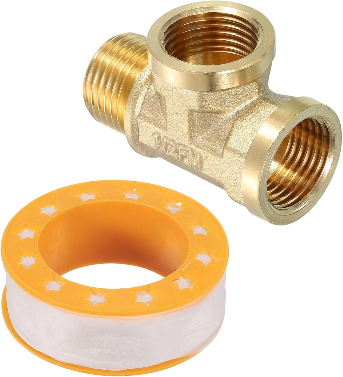 Brass Tee Pipe Fitting, G1/2" (Female x Female x Male) 3 Way T-Connector Fitting Coupler Adapter for Gas Transport Connect Pipelines