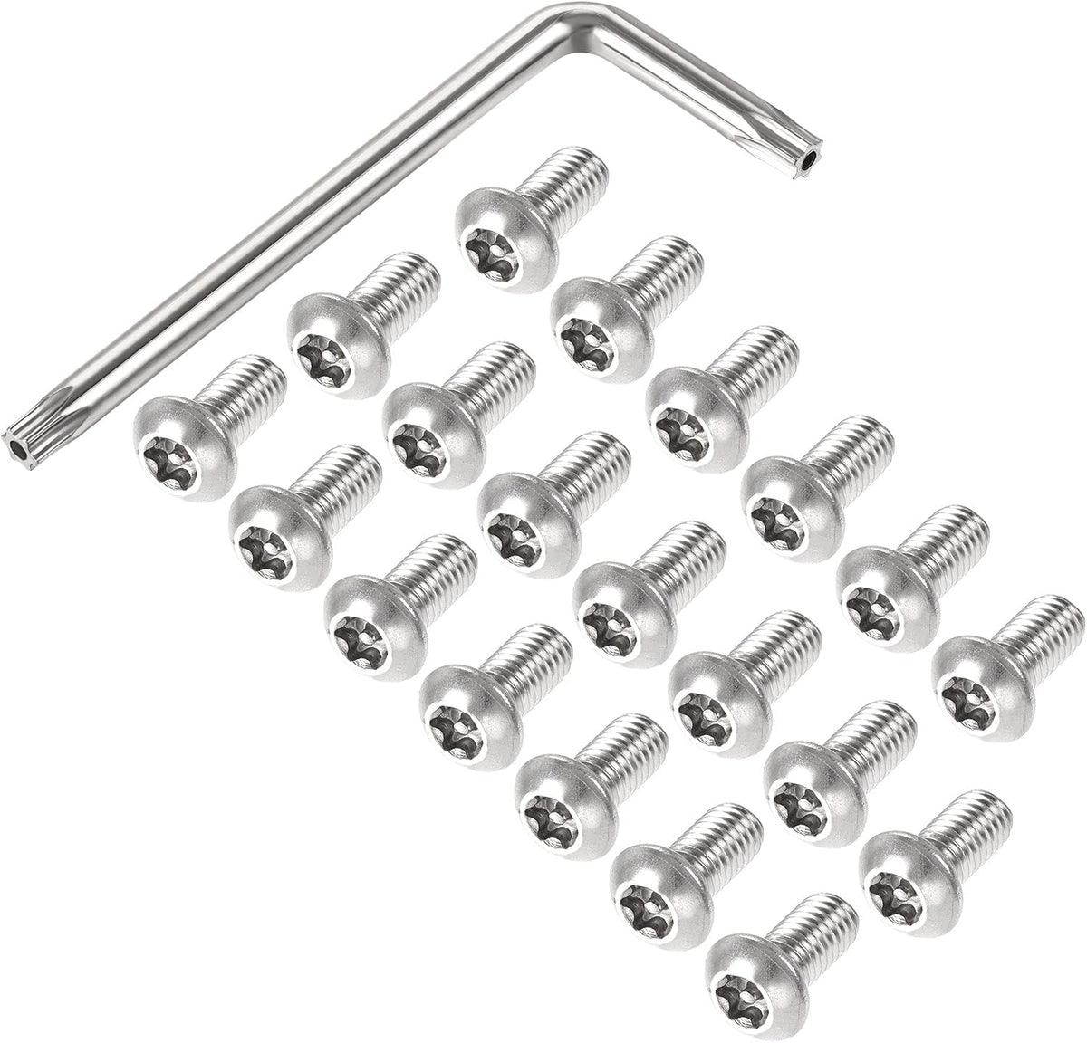M8x16mm Torx Security Machine Screw, 20pcs Pan Head Screws Inside Column, with T40 L-Type Wrench, 304 Stainless Steel Fasteners Bolts